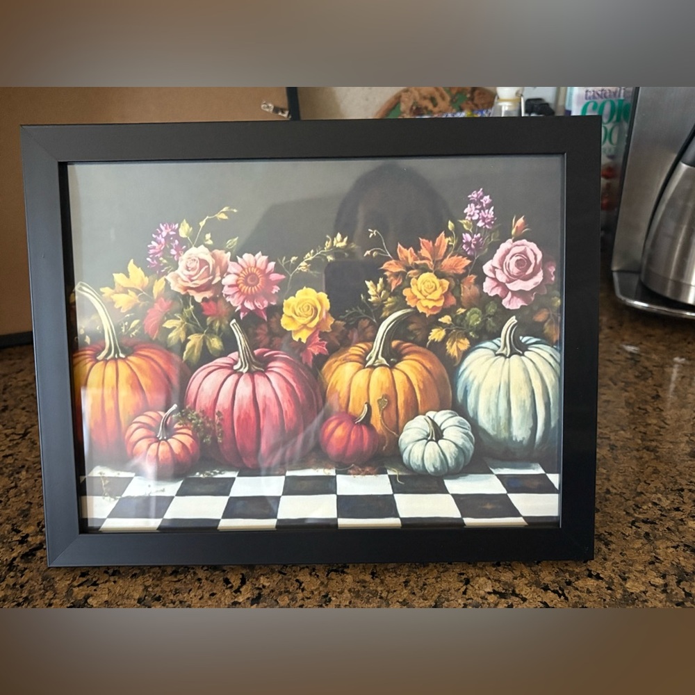 Floral Pumpkin Framed Art Decor